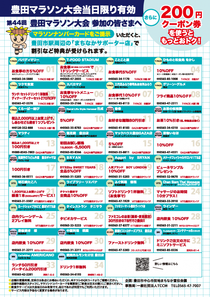 豊田マラソン大会_まちなかサポーター店